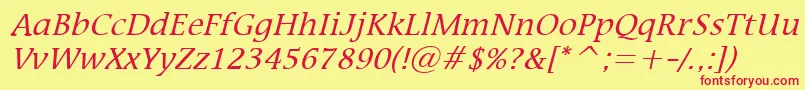 MirrorItalic Font – Red Fonts on Yellow Background