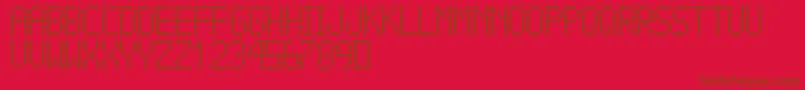 CubsLedTfb-Schriftart – Braune Schriften auf rotem Hintergrund