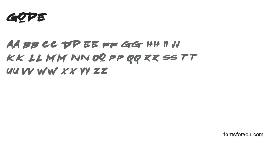 Schriftart Gode – Alphabet, Zahlen, spezielle Symbole