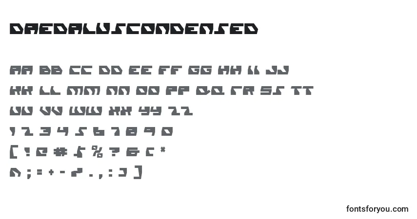 A fonte DaedalusCondensed – alfabeto, números, caracteres especiais
