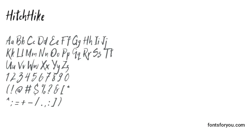 Czcionka HitchHike – alfabet, cyfry, specjalne znaki