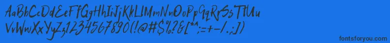 HitchHike-Schriftart – Schwarze Schriften auf blauem Hintergrund