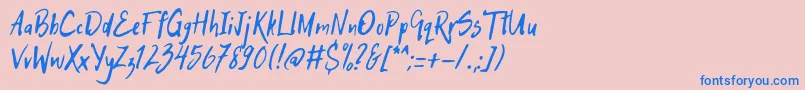 HitchHike-Schriftart – Blaue Schriften auf rosa Hintergrund