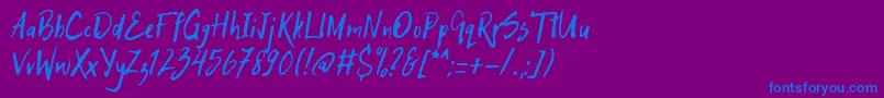 HitchHike-Schriftart – Blaue Schriften auf violettem Hintergrund