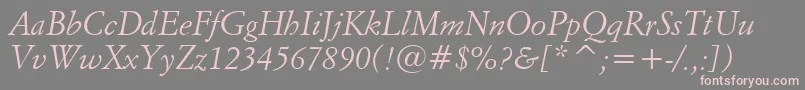 ItalianGaramondItalicBt Font – Pink Fonts on Gray Background