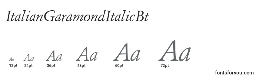 Размеры шрифта ItalianGaramondItalicBt