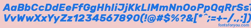 RubikBolditalic-Schriftart – Blaue Schriften auf rosa Hintergrund