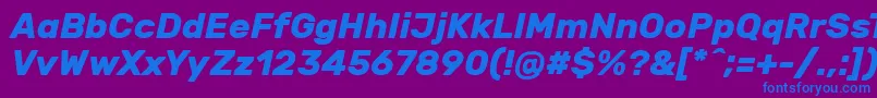 RubikBolditalic-Schriftart – Blaue Schriften auf violettem Hintergrund