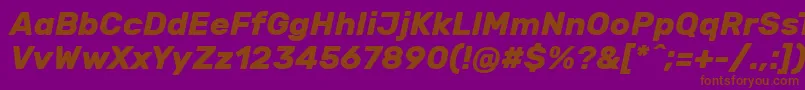 フォントRubikBolditalic – 紫色の背景に茶色のフォント