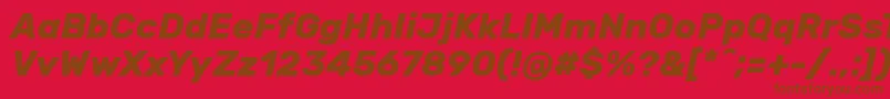 RubikBolditalic-fontti – ruskeat fontit punaisella taustalla