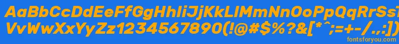 フォントRubikBolditalic – オレンジ色の文字が青い背景にあります。