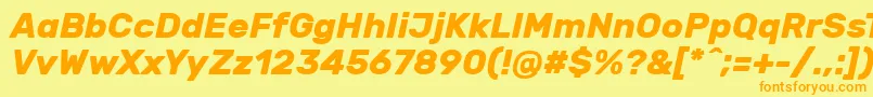 RubikBolditalic-Schriftart – Orangefarbene Schriften auf gelbem Hintergrund