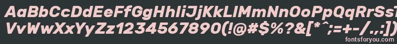 RubikBolditalic-fontti – vaaleanpunaiset fontit mustalla taustalla
