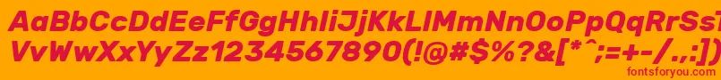 フォントRubikBolditalic – オレンジの背景に赤い文字