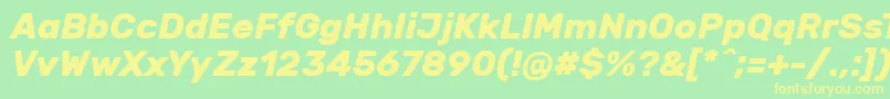 フォントRubikBolditalic – 黄色の文字が緑の背景にあります