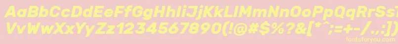 RubikBolditalic-fontti – keltaiset fontit vaaleanpunaisella taustalla