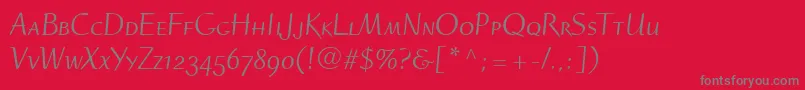 RuzickaFreehandLhRomanSmallCapsOldstyleFigures Font – Gray Fonts on Red Background
