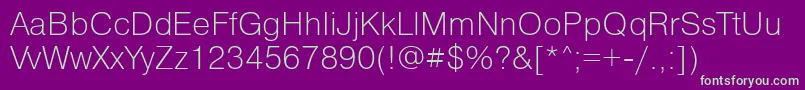Pragmaticalightett Font – Green Fonts on Purple Background
