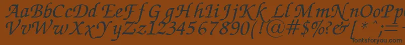 フォントZapfChanceryItalic – 黒い文字が茶色の背景にあります