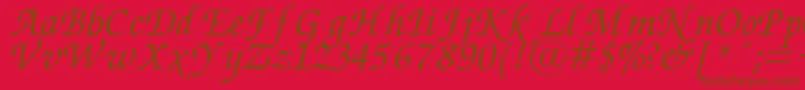 Fonte ZapfChanceryItalic – fontes marrons em um fundo vermelho