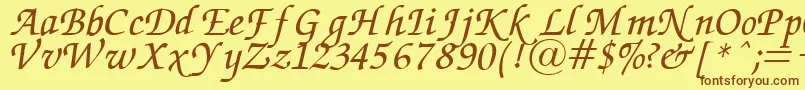 ZapfChanceryItalic Font – Brown Fonts on Yellow Background