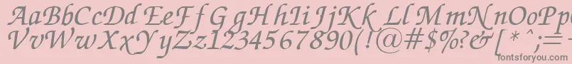 ZapfChanceryItalic-fontti – harmaat kirjasimet vaaleanpunaisella taustalla