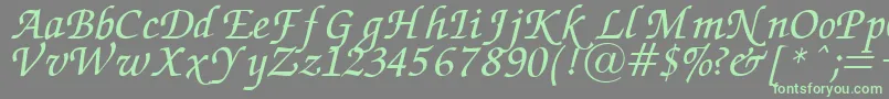 Fonte ZapfChanceryItalic – fontes verdes em um fundo cinza