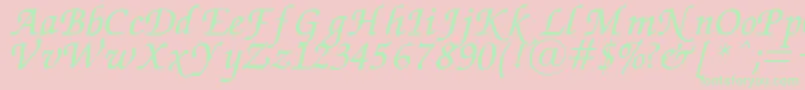 Fonte ZapfChanceryItalic – fontes verdes em um fundo rosa