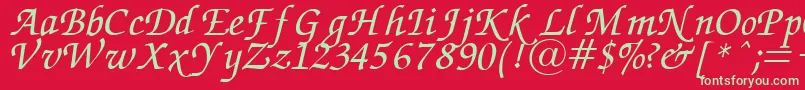 ZapfChanceryItalic-Schriftart – Grüne Schriften auf rotem Hintergrund