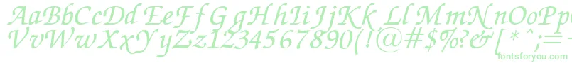 Fonte ZapfChanceryItalic – fontes verdes em um fundo branco