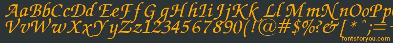 Saiba mais sobre a fonte ZapfChanceryItalic Fonte ZapfChanceryItalic – fontes laranjas em um fundo preto