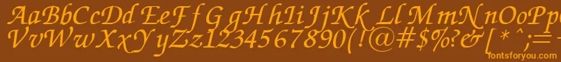 Saiba mais sobre a fonte ZapfChanceryItalic Fonte ZapfChanceryItalic – fontes laranjas em um fundo marrom