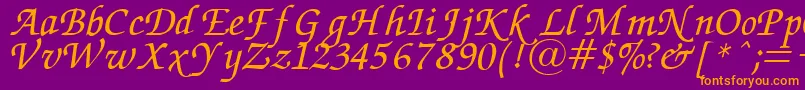 Шрифт ZapfChanceryItalic – оранжевые шрифты на фиолетовом фоне