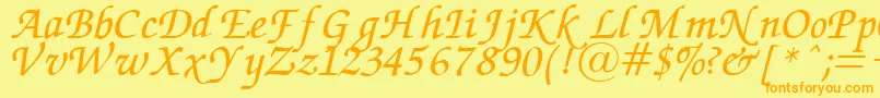 ZapfChanceryItalic Font – Orange Fonts on Yellow Background