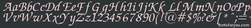 ZapfChanceryItalic-Schriftart – Rosa Schriften auf schwarzem Hintergrund
