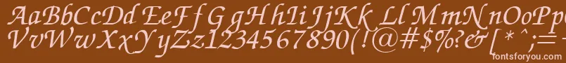 フォントZapfChanceryItalic – 茶色の背景にピンクのフォント