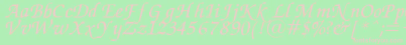 ZapfChanceryItalic-Schriftart – Rosa Schriften auf grünem Hintergrund
