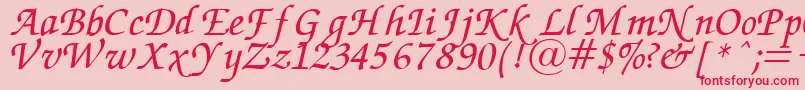 Fonte ZapfChanceryItalic – fontes vermelhas em um fundo rosa