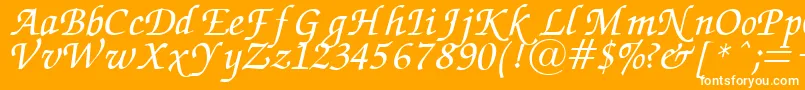 Weitere Informationen zur ZapfChanceryItalic-Schriftart ZapfChanceryItalic-Schriftart – Weiße Schriften auf orangefarbenem Hintergrund