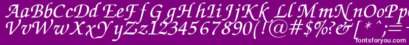 フォントZapfChanceryItalic – 紫の背景に白い文字