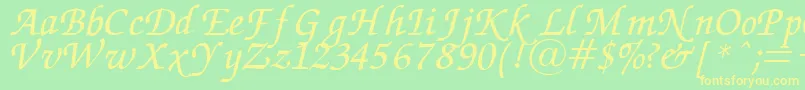 ZapfChanceryItalic-Schriftart – Gelbe Schriften auf grünem Hintergrund