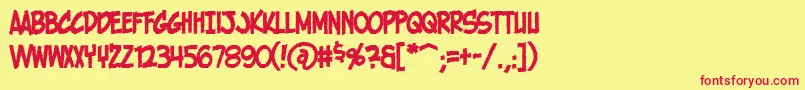 HolyMackerelCrispy-Schriftart – Rote Schriften auf gelbem Hintergrund