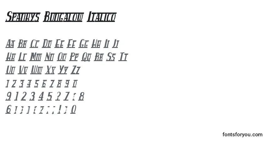 Schriftart Spankys Bungalow Italico – Alphabet, Zahlen, spezielle Symbole