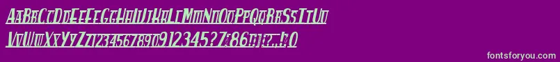 フォントSpankys Bungalow Italico – 紫の背景に緑のフォント