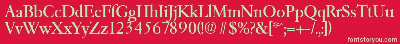 フォントGaremondRegular – 赤い背景に緑の文字