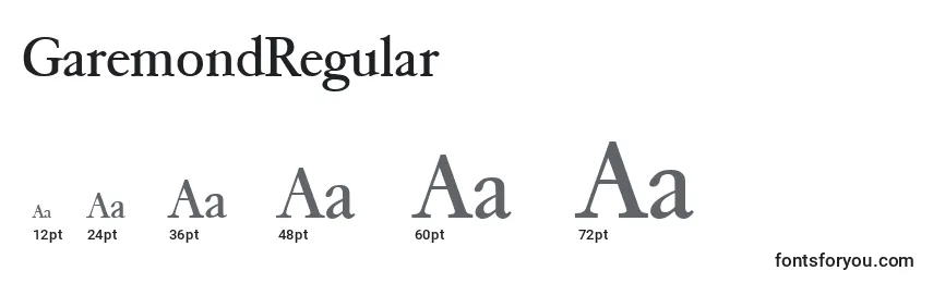 Размеры шрифта GaremondRegular
