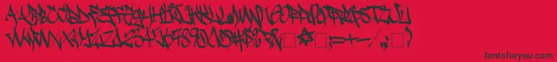 フォントSadocWild – 赤い背景に黒い文字