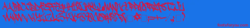 フォントSadocWild – 赤い文字の青い背景