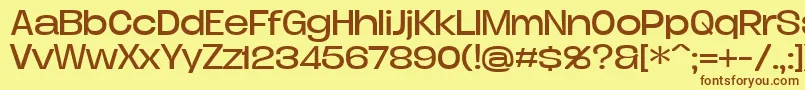 フォントDueraExpalighPersonal – 茶色の文字が黄色の背景にあります。