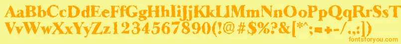 Więcej informacji o czcionce BaskeroldrandomHeavyRegular Czcionka BaskeroldrandomHeavyRegular – pomarańczowe czcionki na żółtym tle